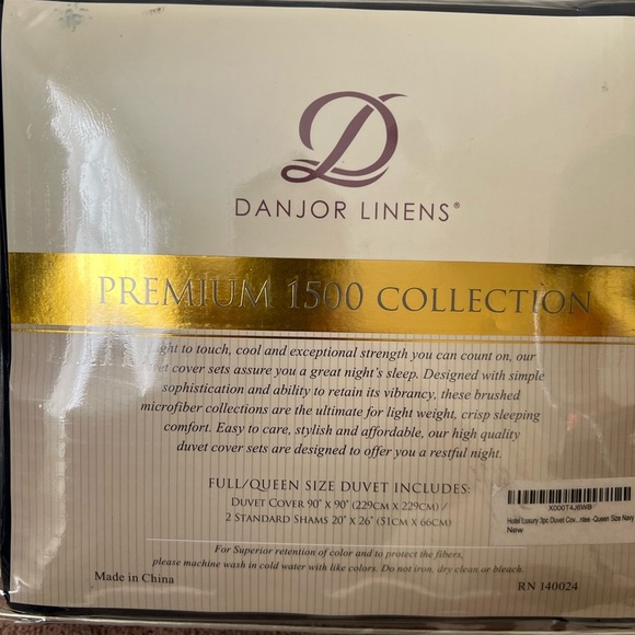 Danjor Lines Premium 1500 Collection Duvet Cover Set Navy Bedroom Full Queen - Picture 10 of 15